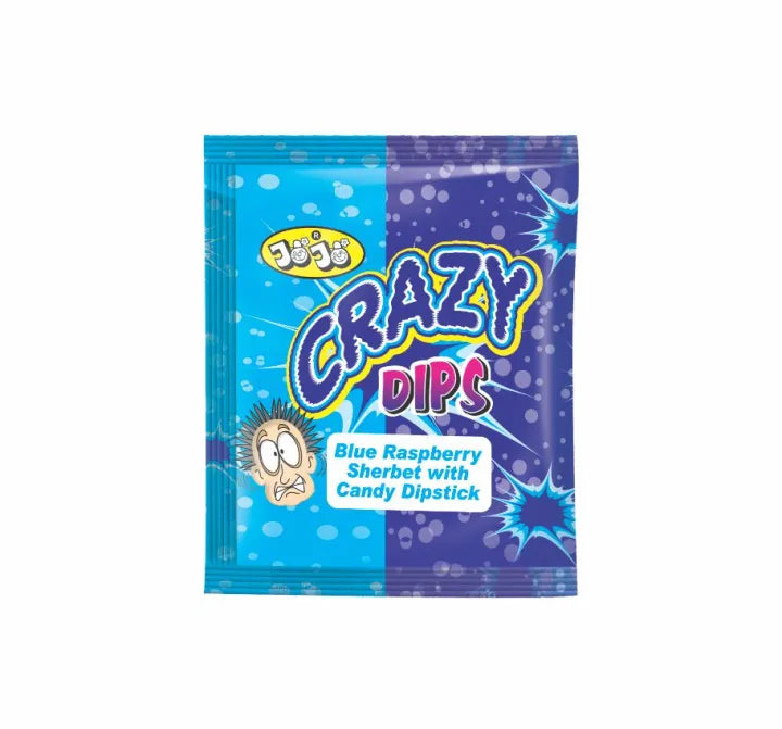 JOJO Crazy Dips - Blue Raspberry Sherbet With Candy Dipstick - (Pack of 24)