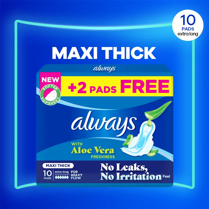Always Pads Maxi Thick Extra Long 8pc Pack + 2 Extra
