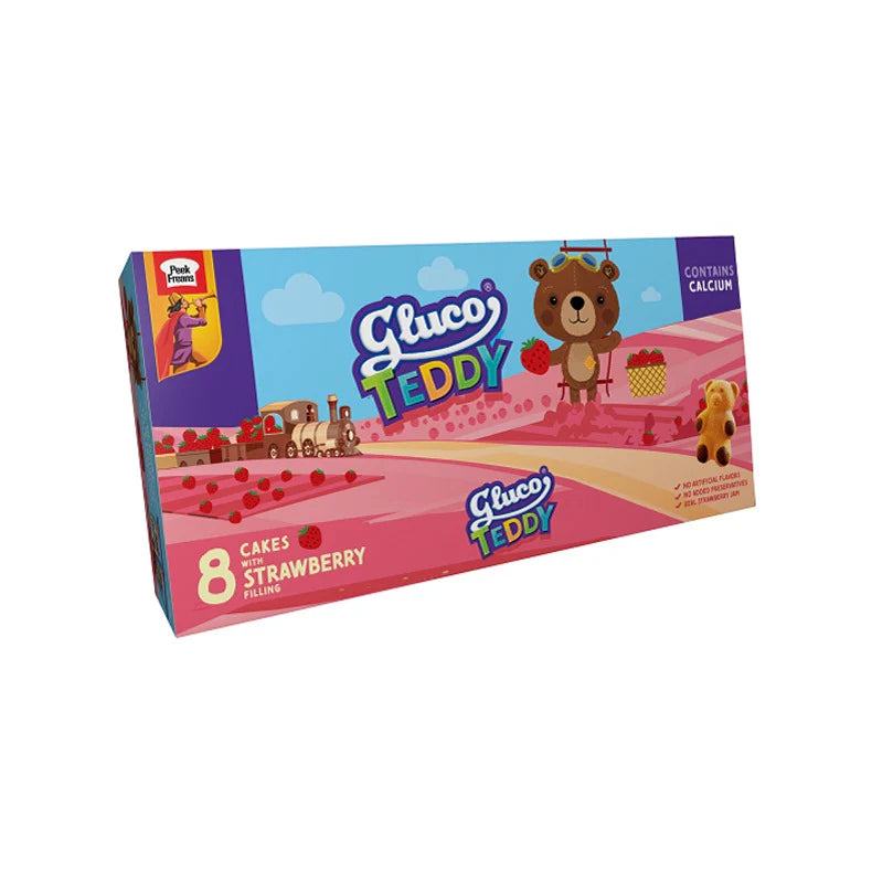 Gluco Teddy Strawberry Cakes Rs.40 (Pack of 8)