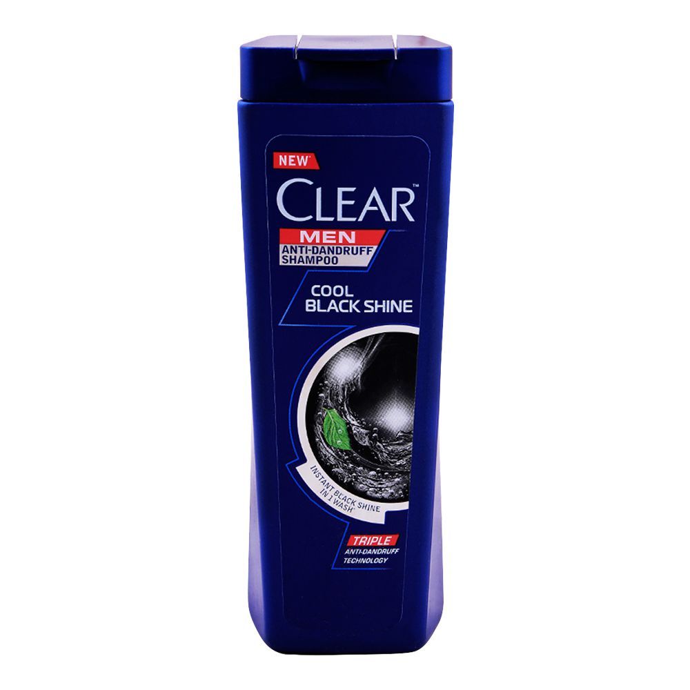 Clear Men Triple Anti-Dandruff Cool Black Shine Shampoo, 180ml