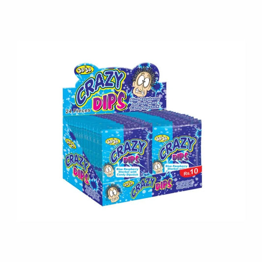 JOJO Crazy Dips - Blue Raspberry Sherbet With Candy Dipstick - (Pack of 24)