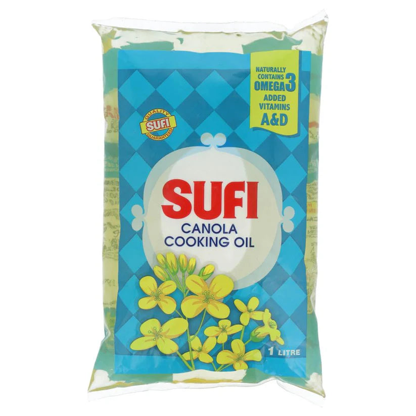 Sufi Canola Cooking Oil, 1 Liter Pouch