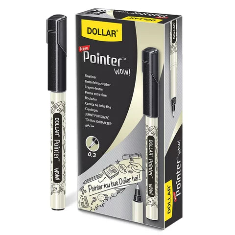 Dollar Pointer Wow Black 0.3mm Fineliner (Pack of 10)